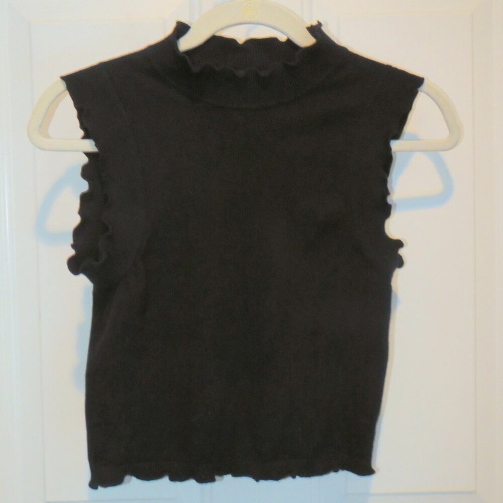 Vero Moda Black Knit High Neck Sleeveless Ruffle Top Small